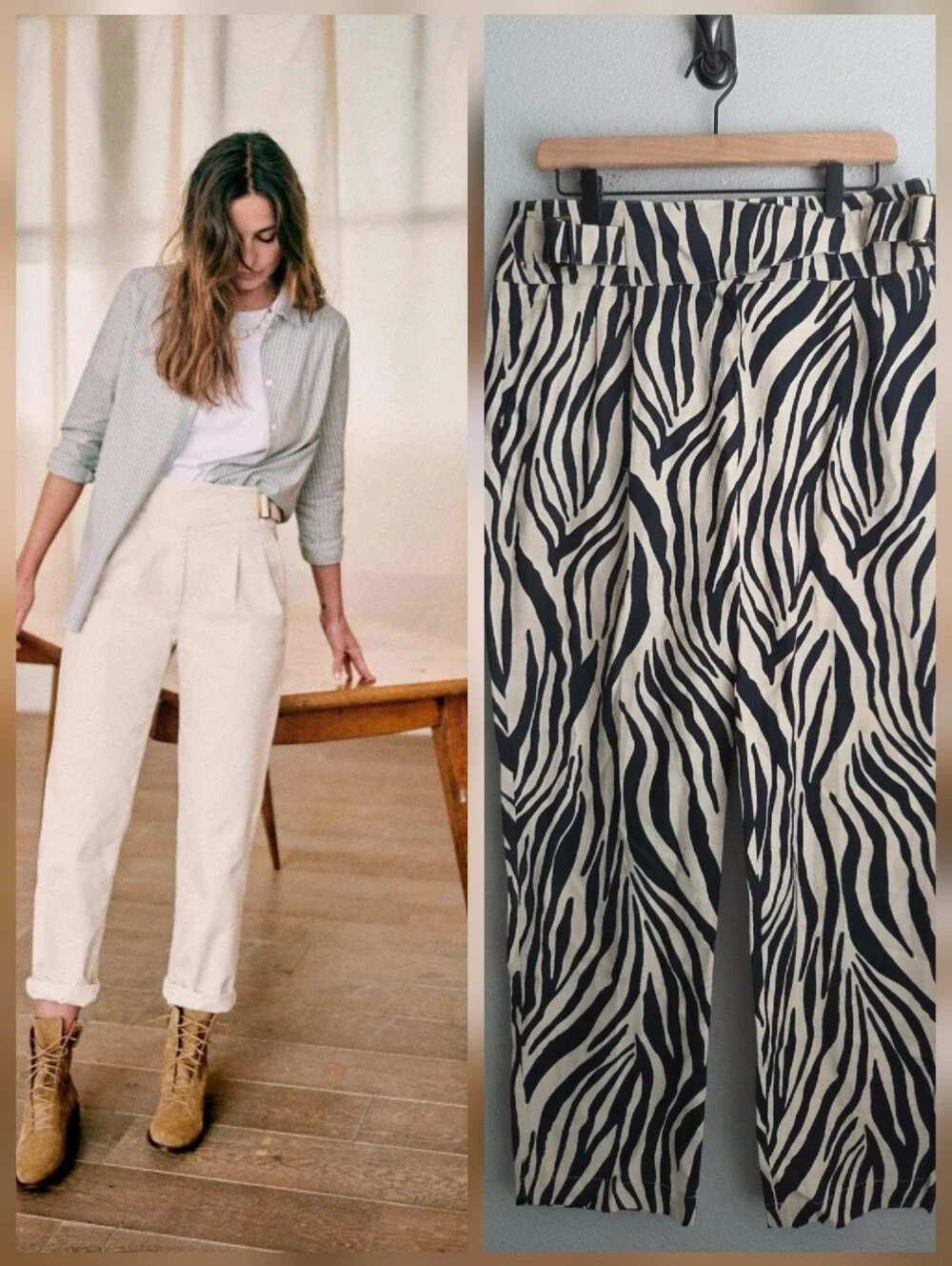 Sezane Francky Trousers in Zebra size 42 NWT